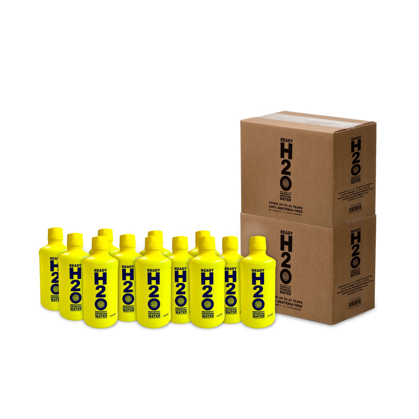 ready h20 water 12 (1) liter bottles emergency drinking water long shelf life
